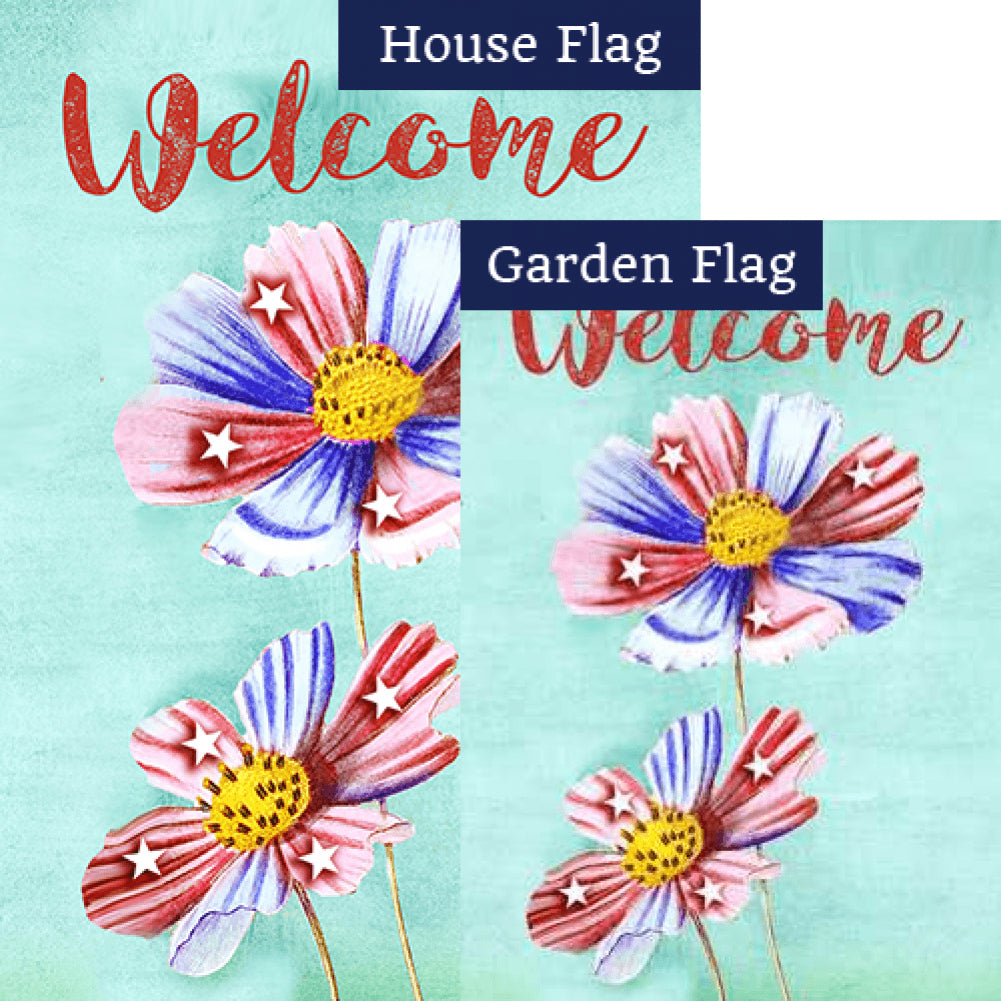 Patriotic Petals Welcome Flags Bundle (Set of 2)