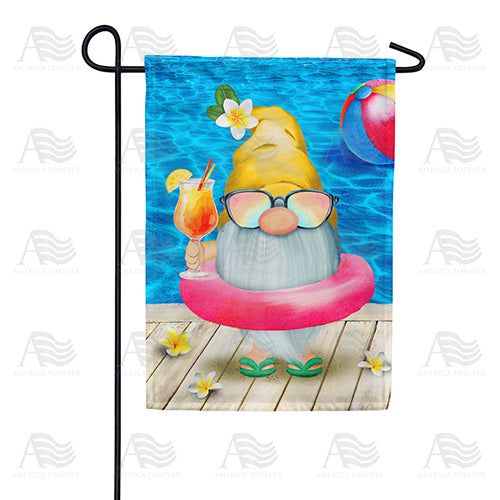 Poolside Gnome Garden Flag