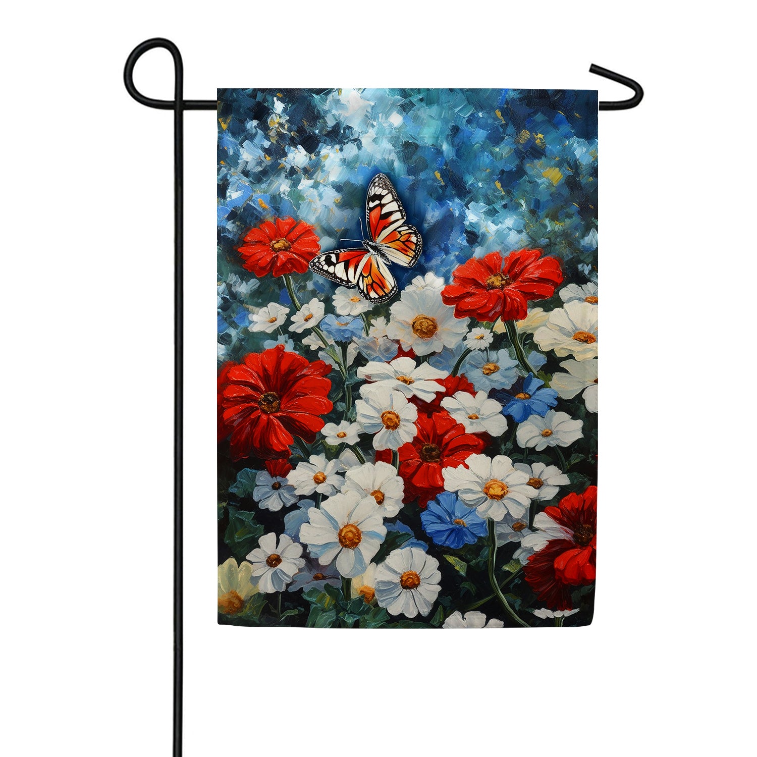 Patriotic Blooms Garden Flag