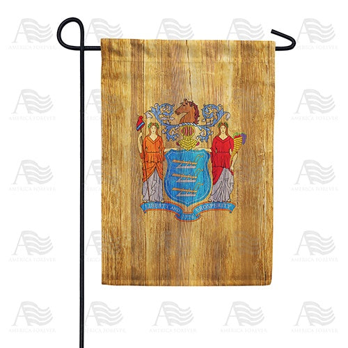 New Jersey State Wood-Style Garden Flag