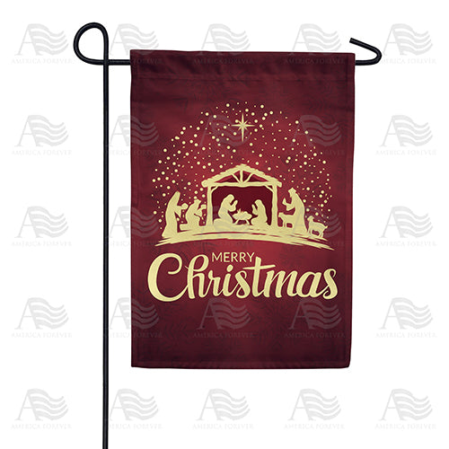 Golden Christmas Nativity Scene Garden Flag