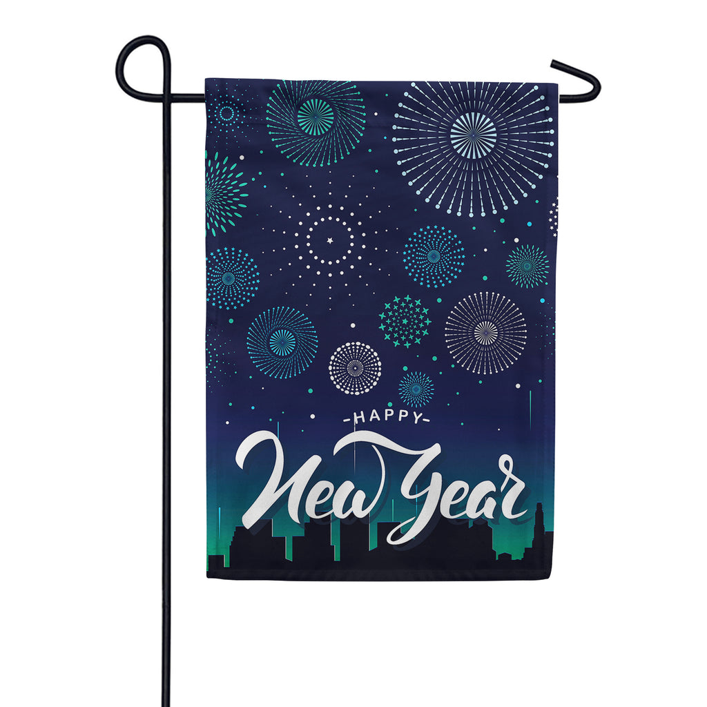 Blue Fireworks Garden Flag