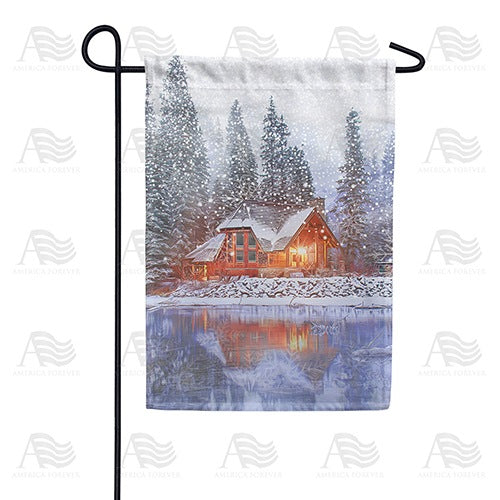 Winter At Lake House Garden Flag