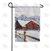 Winter At Horse Stables Garden Flag