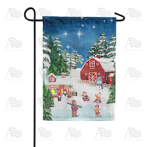 Wee Winter Village Garden Flag