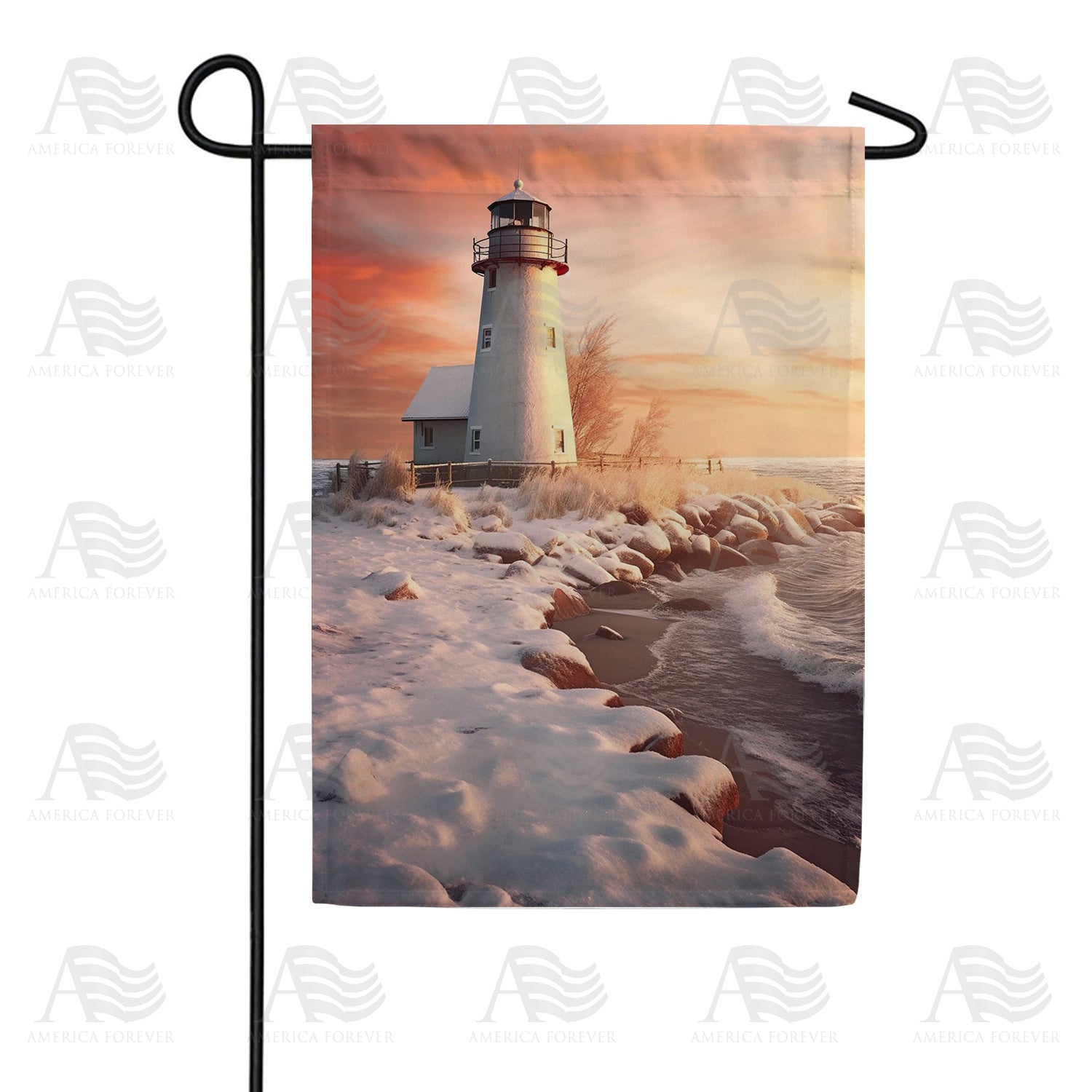 Winter Lighthouse Garden Flag