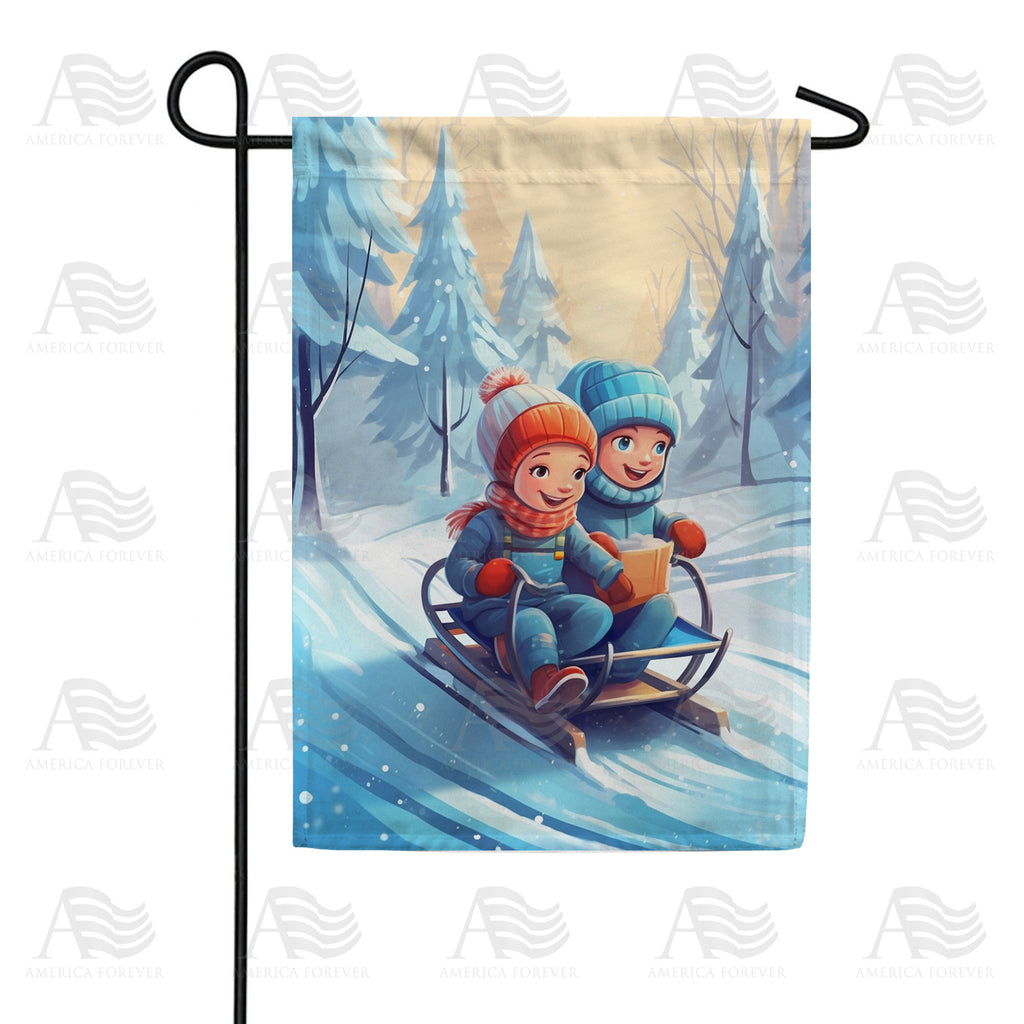 Toboggan For Two Garden Flag