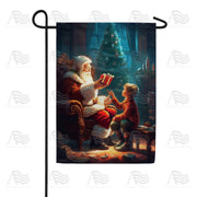 Santa Gets A Gift Garden Flag