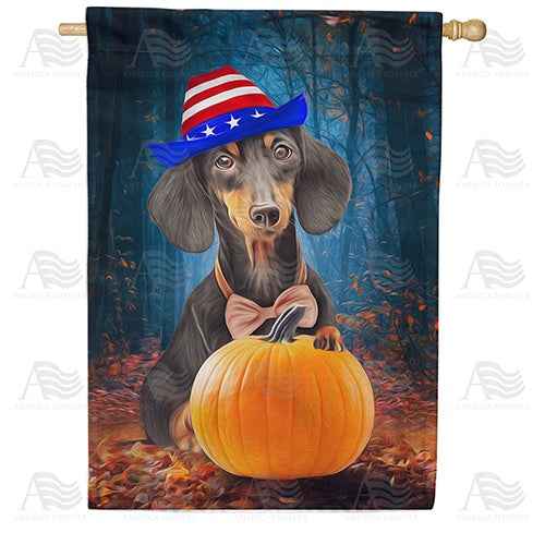 Patriotic Dachshund House Flag