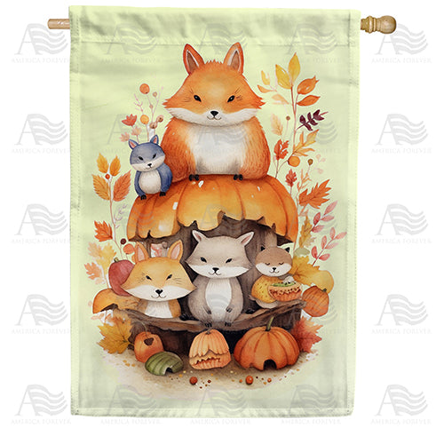 Cute Fall Critters House Flag