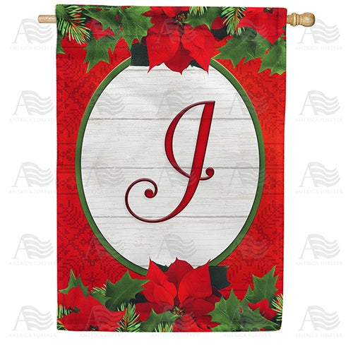 Red Poinsettia - Monogram I House Flag