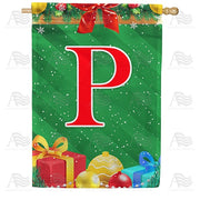 Merry Christmas - Monogram P House Flag