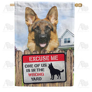 Dog On Yard Patrol House Flag