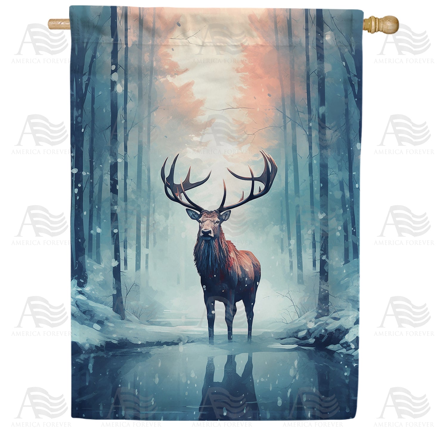 Winter Elk House Flag