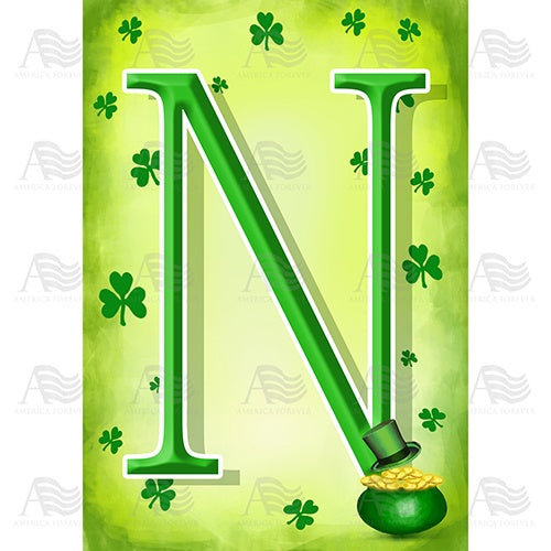 St. Patty's Pot O' Gold - Monogram N House Flag