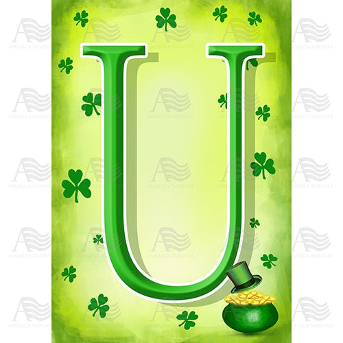 St. Patty's Pot O' Gold - Monogram U House Flag