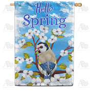 Hello Spring Bluebird House Flag