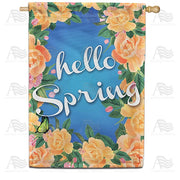 Orange Spring Flowers House Flag