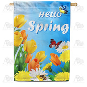 Hello Spring Sunshine House Flag