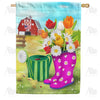 Spring Boots and Watering Can House Flag