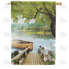 Serene Spring Swan Lake House Flag