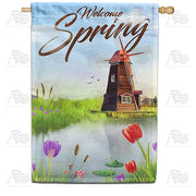 Windmills and Tulips House Flag