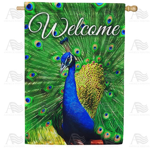 Proud Peacock Welcome House Flag