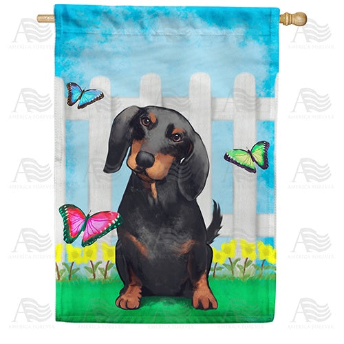 Dachshund Watercolor House Flag