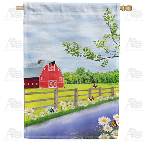 Spring In The Country House Flag