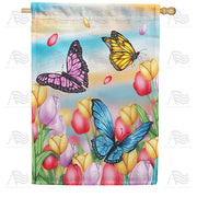 Spring Butterflies House Flag