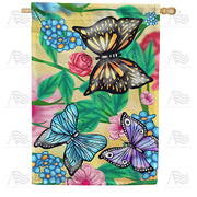 Iridescent Butterflies House Flag