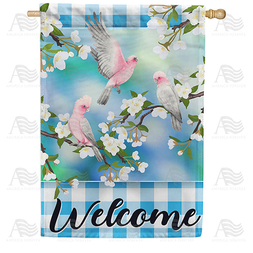 Birds & Blossoms Welcome House Flag