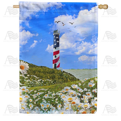 Patriotic Lighthouse House Flag