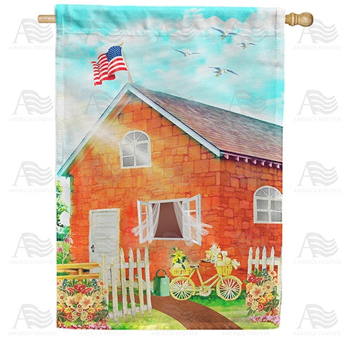 Spring Cottage House Flag