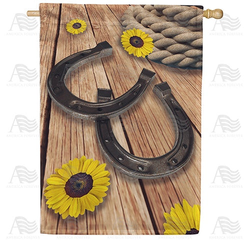 Horseshoes On Barn Floor House Flag