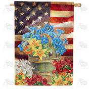 Old Glory Flowers House Flag