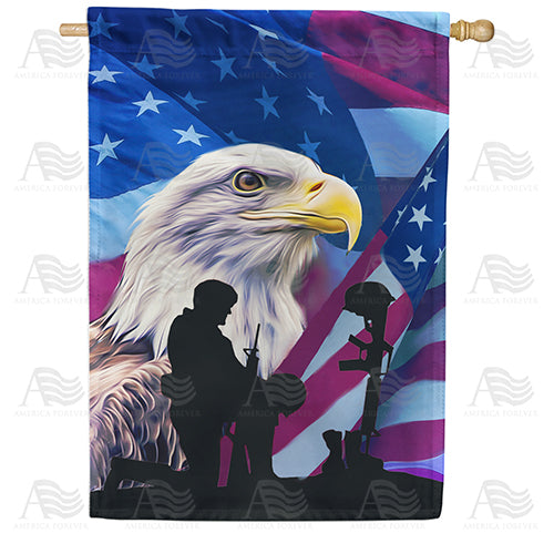 Soldier's Ultimate Sacrifice For USA House Flag