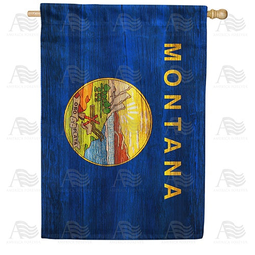 Montana State Wood-Style House Flag