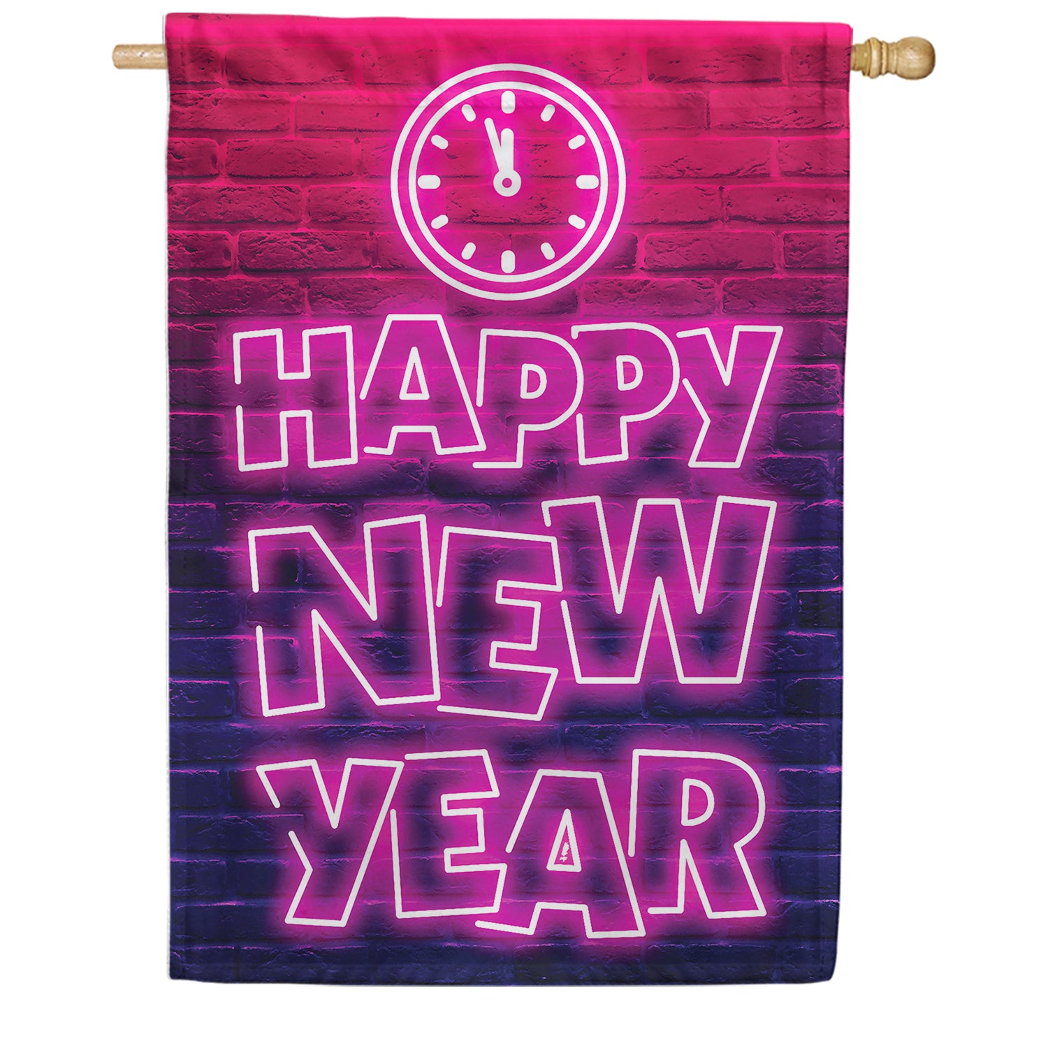 Neon New Year House Flag