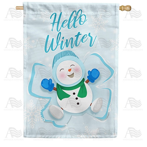 Snowman Snow Angel House Flag