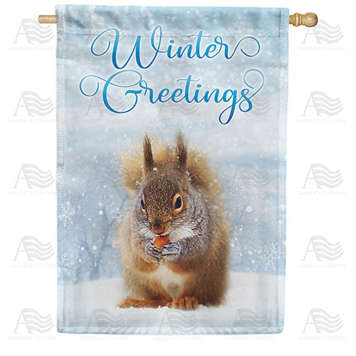 Winter Squirrel House Flag