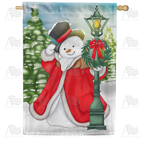 Stylish Snowman House Flag