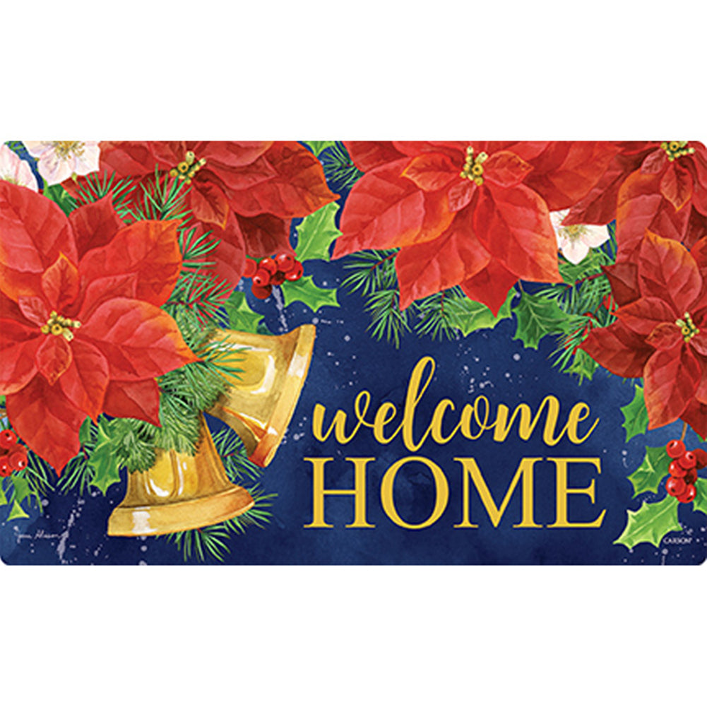 Poinsettia Bells Door Mat