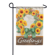 Sage Sunflower Wreath Dura Soft Garden Flag