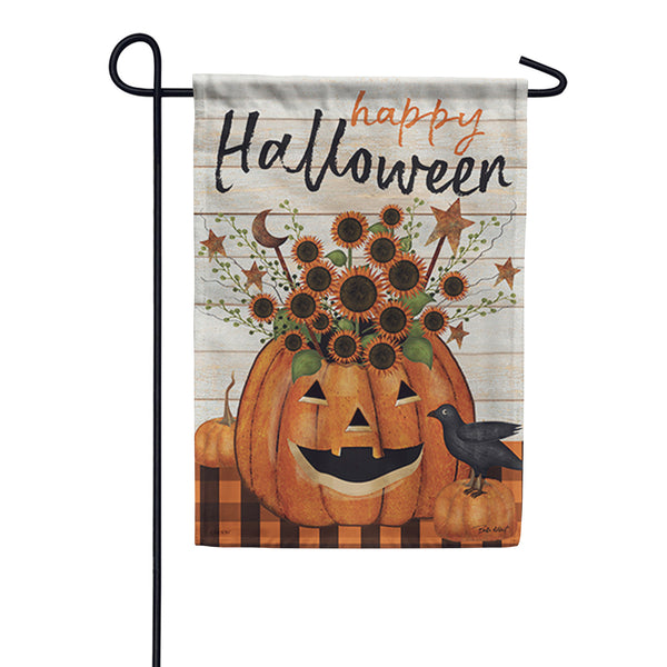 Jack O' Lantern Floral Dura Soft Garden Flag