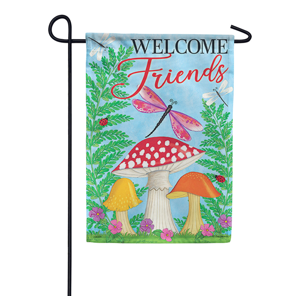 Mushrooms & Dragonflies Dura Soft Garden Flag