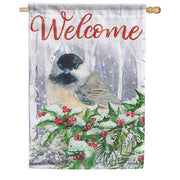 Holly Chickadee Dura Soft House Flag