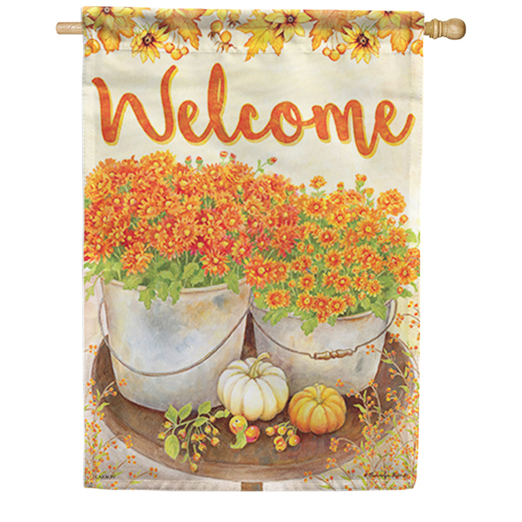 Mums & Pumpkins Dura Soft House Flag