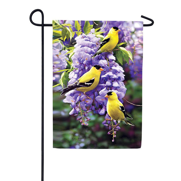 Goldfinch Wisteria Garden Flag – Just For Fun Flags