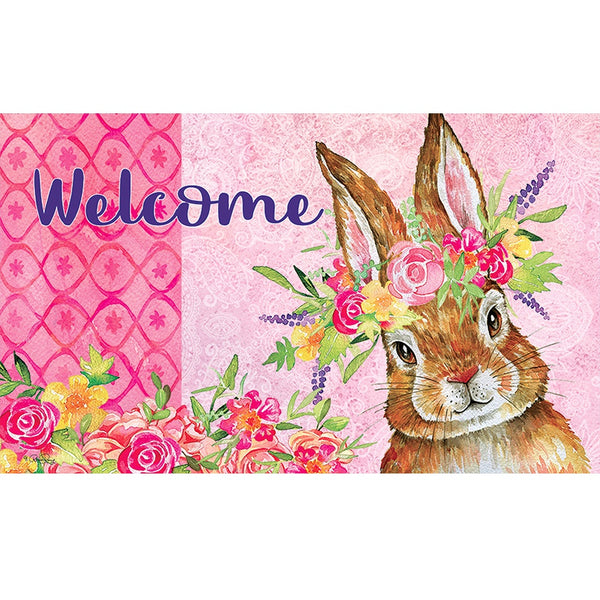 Bunny Wreath Door Mat